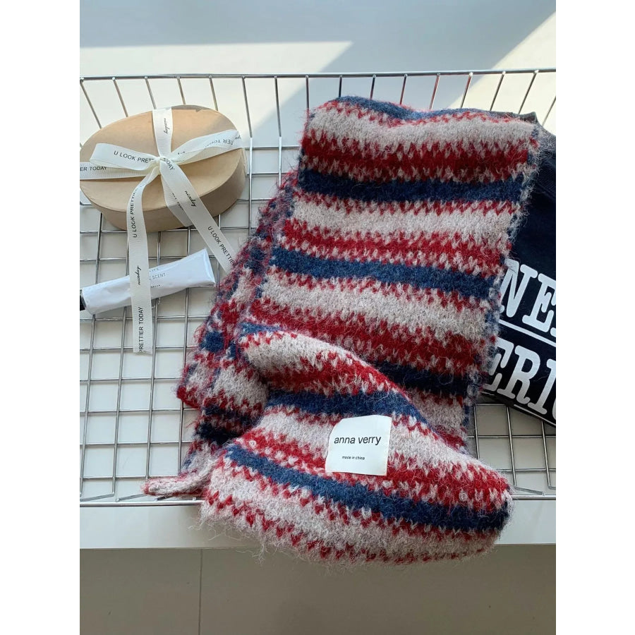 Striped Knitted Warm Scarf Apparel and Accessories