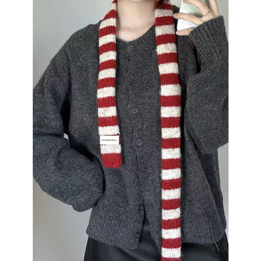 Striped Knitted Warm Scarf Apparel and Accessories