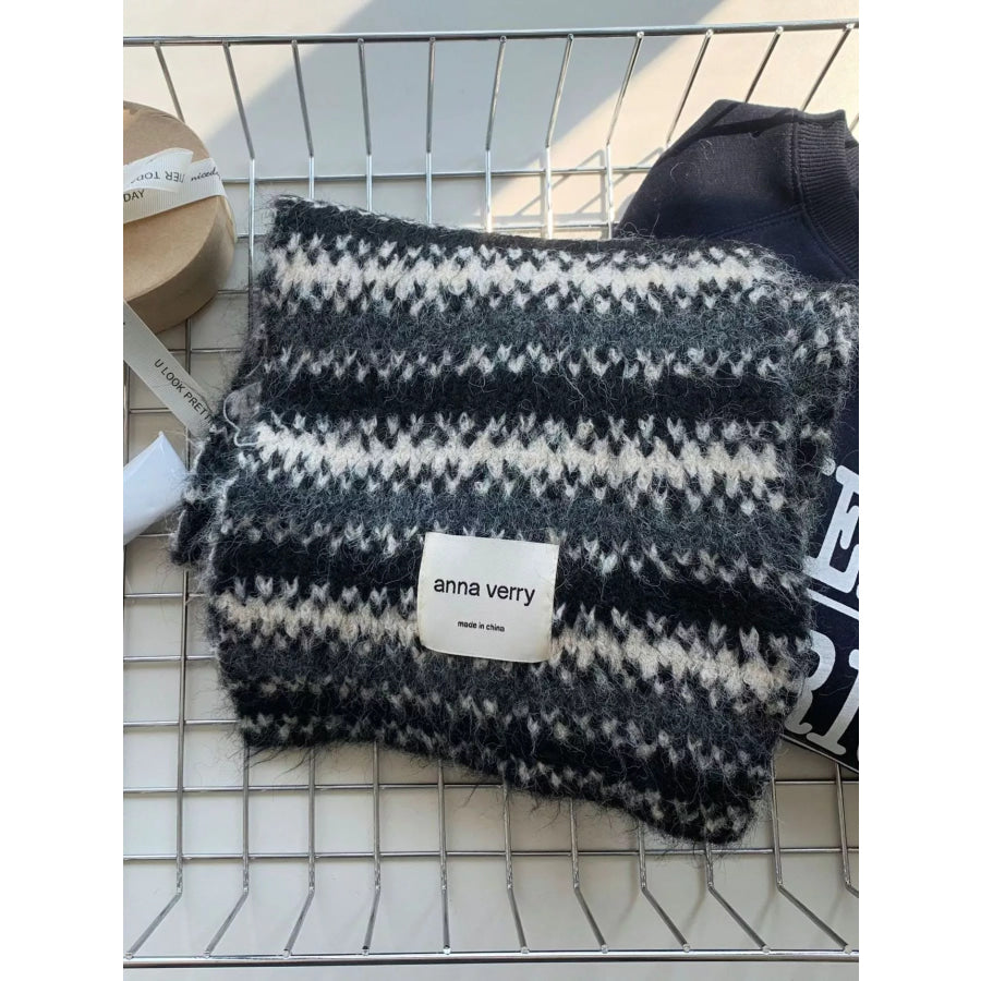 Striped Knitted Warm Scarf Apparel and Accessories