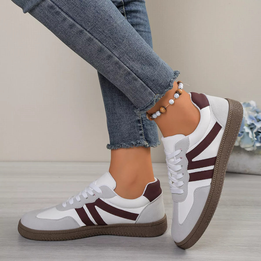 Striped Lace-Up Casual Sneakers Apparel and Accessories