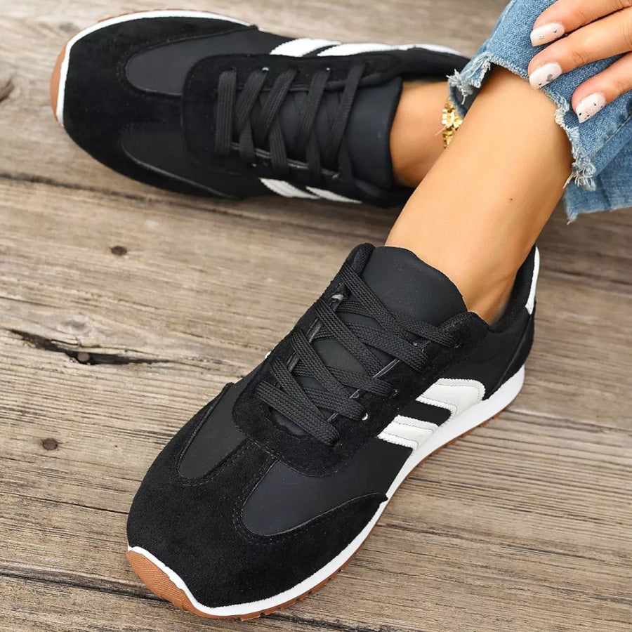 Striped Lace-Up Casual Sneakers Apparel and Accessories