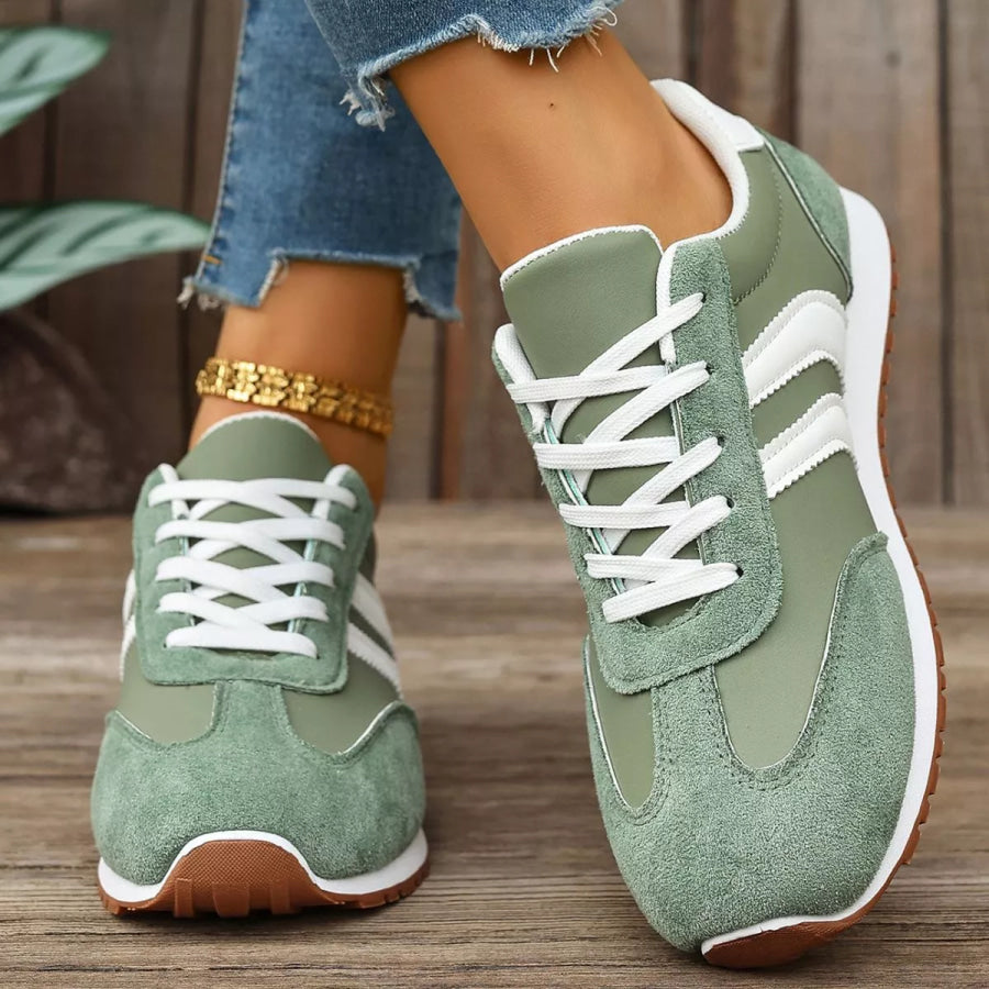 Striped Lace-Up Casual Sneakers Apparel and Accessories