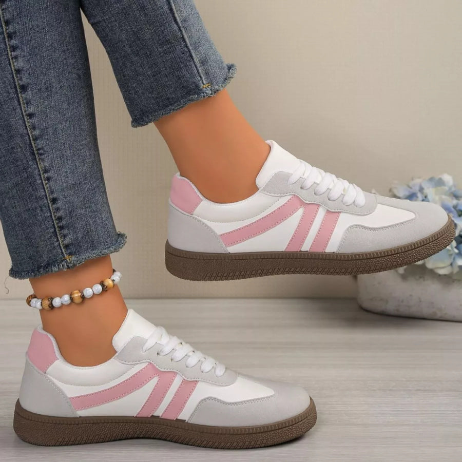 Striped Lace-Up Casual Sneakers Apparel and Accessories