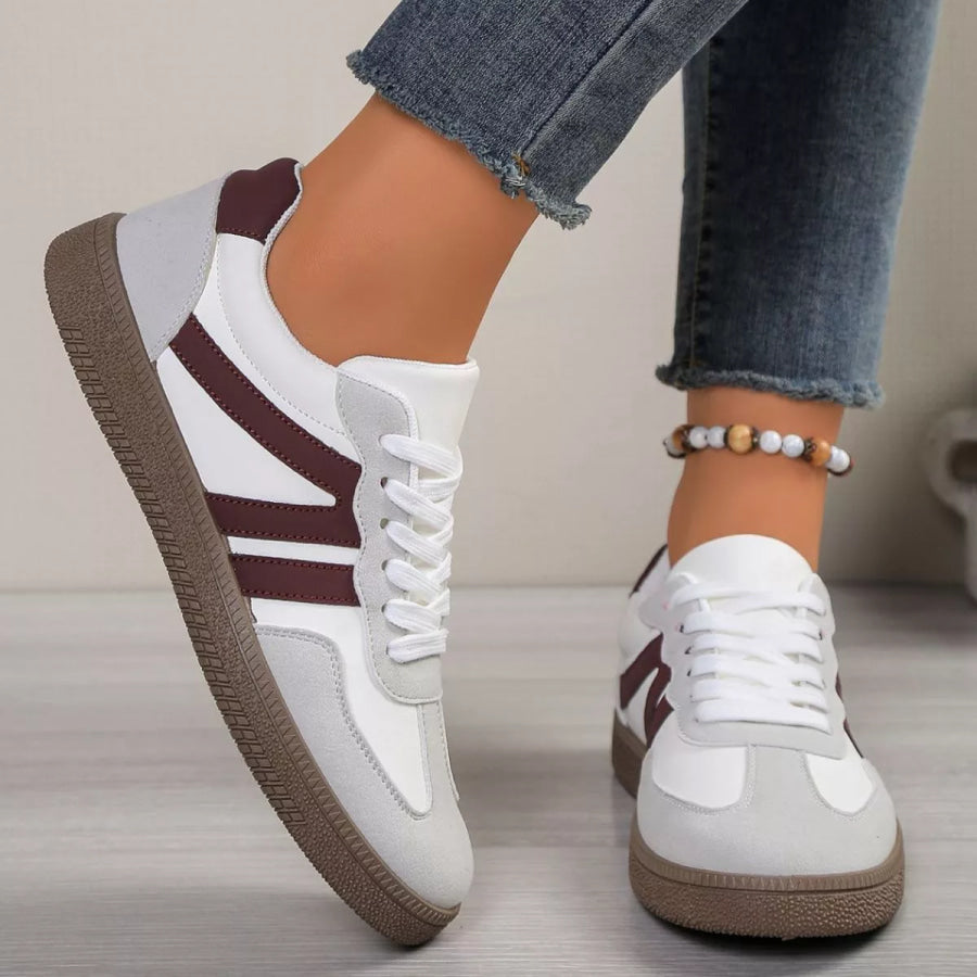 Striped Lace-Up Casual Sneakers Apparel and Accessories