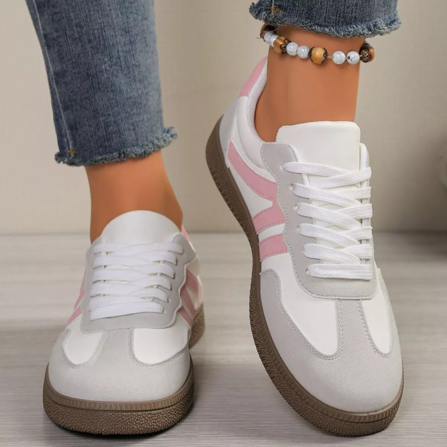Striped Lace-Up Casual Sneakers Apparel and Accessories