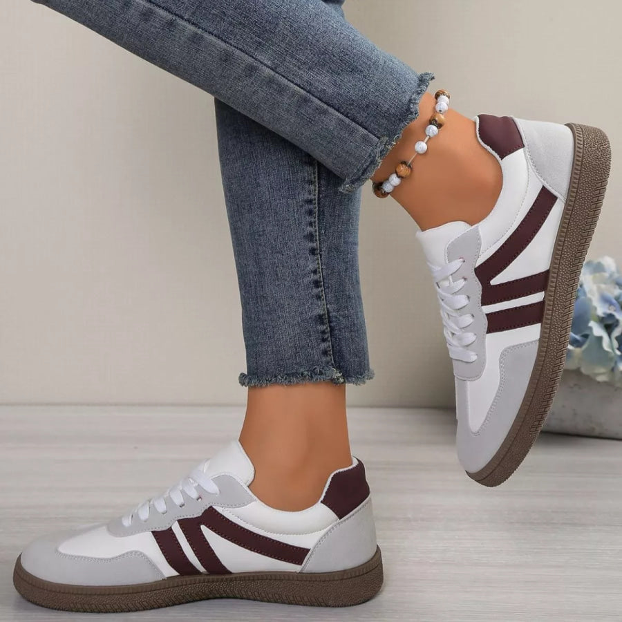 Striped Lace-Up Casual Sneakers Apparel and Accessories