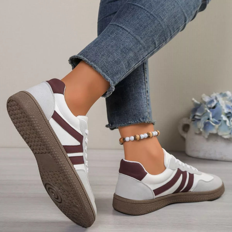 Striped Lace-Up Casual Sneakers Apparel and Accessories