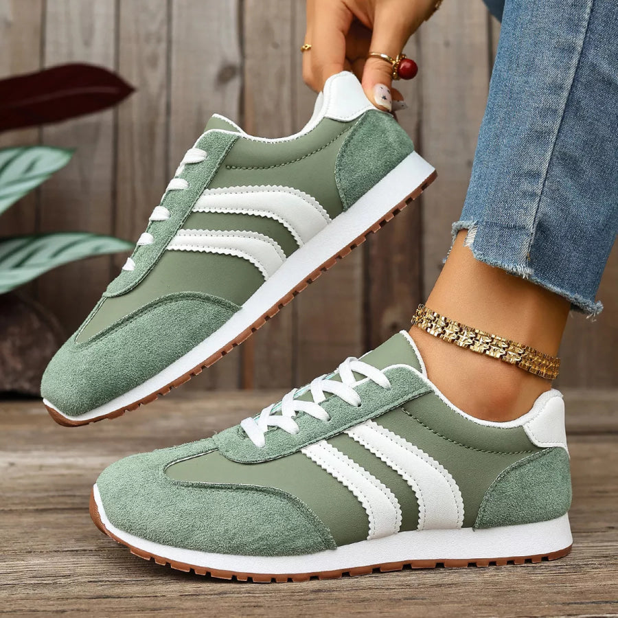 Striped Lace-Up Casual Sneakers Apparel and Accessories