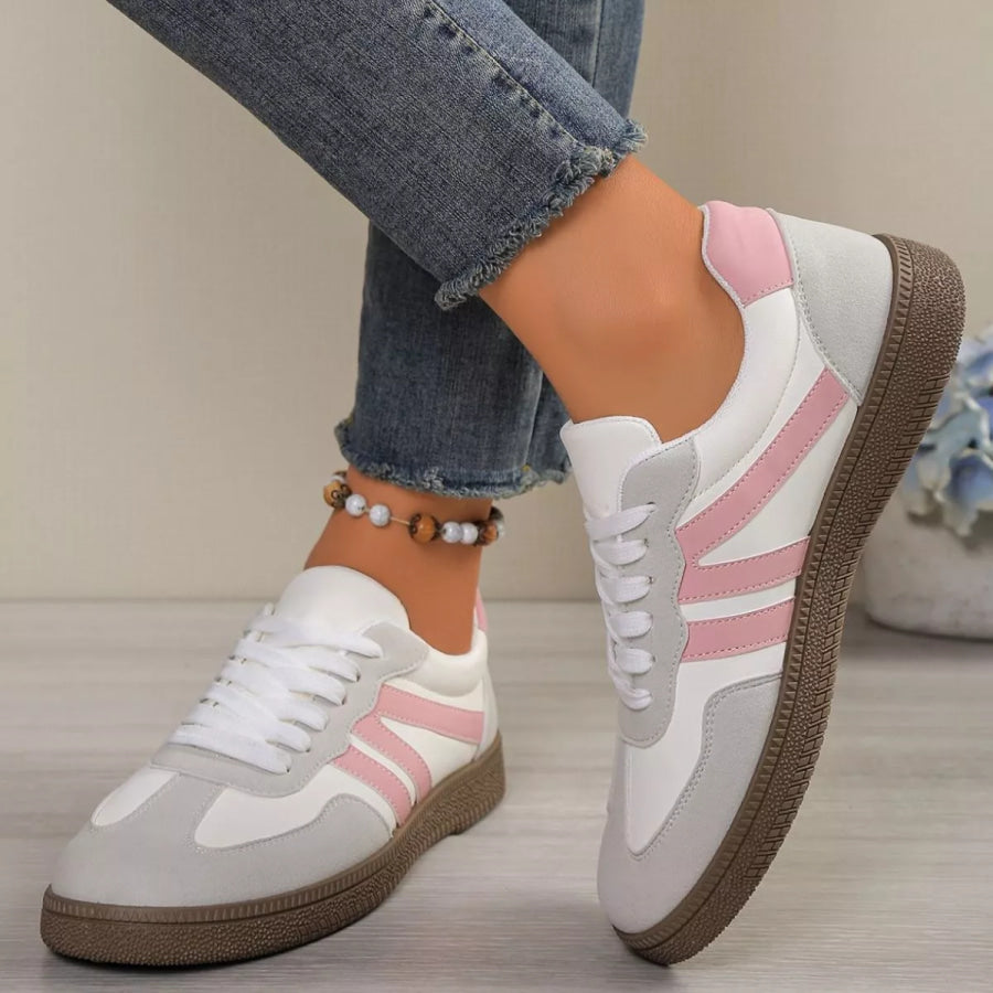 Striped Lace-Up Casual Sneakers Apparel and Accessories
