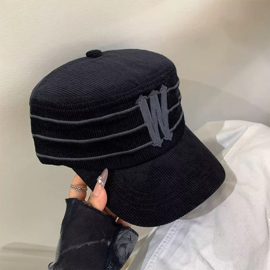 Striped Letter ’W’ Baseball Cap Black / One Size Apparel and Accessories