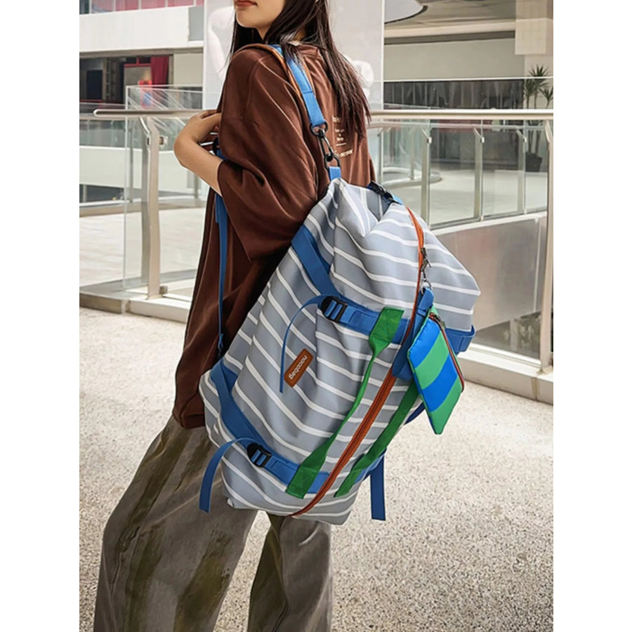 Striped Lightweight Travel Bag Blue / One Size Apparel and Accessories
