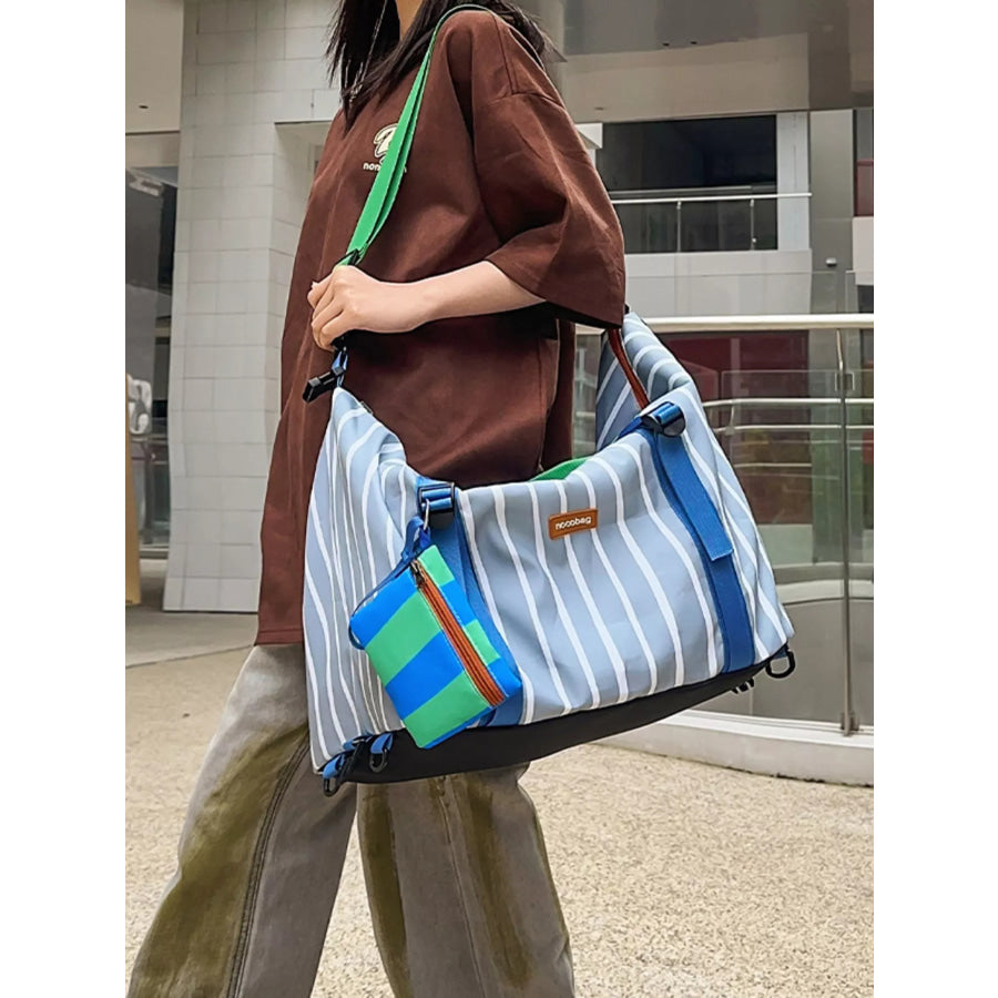 Striped Lightweight Travel Bag Blue / One Size Apparel and Accessories
