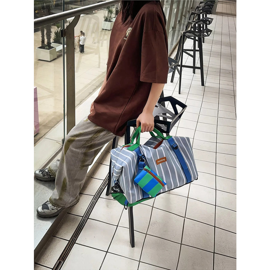 Striped Lightweight Travel Bag Blue / One Size Apparel and Accessories