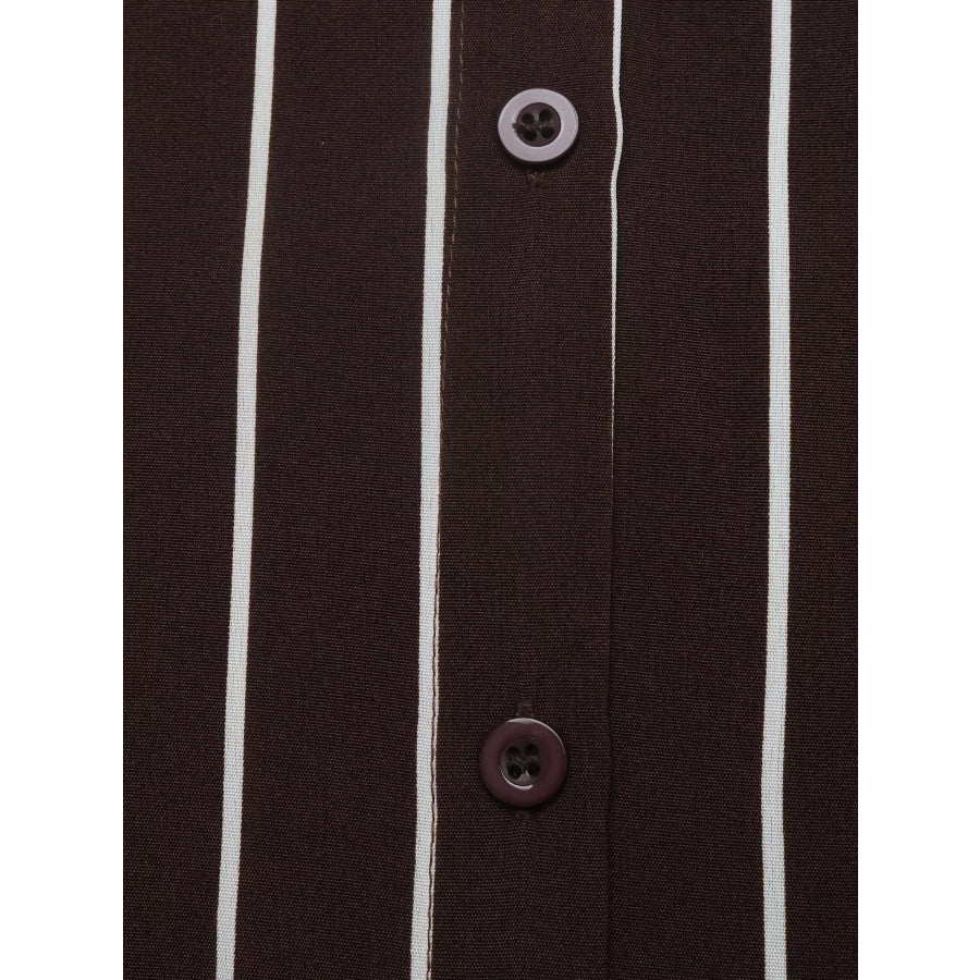 Striped Long Sleeve Belted Shirt Dress Apparel and Accessories