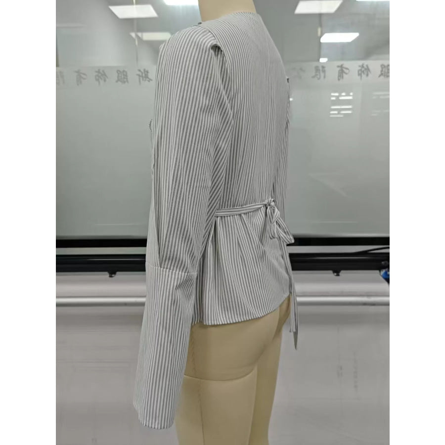Striped Long Sleeve Blouse Apparel and Accessories