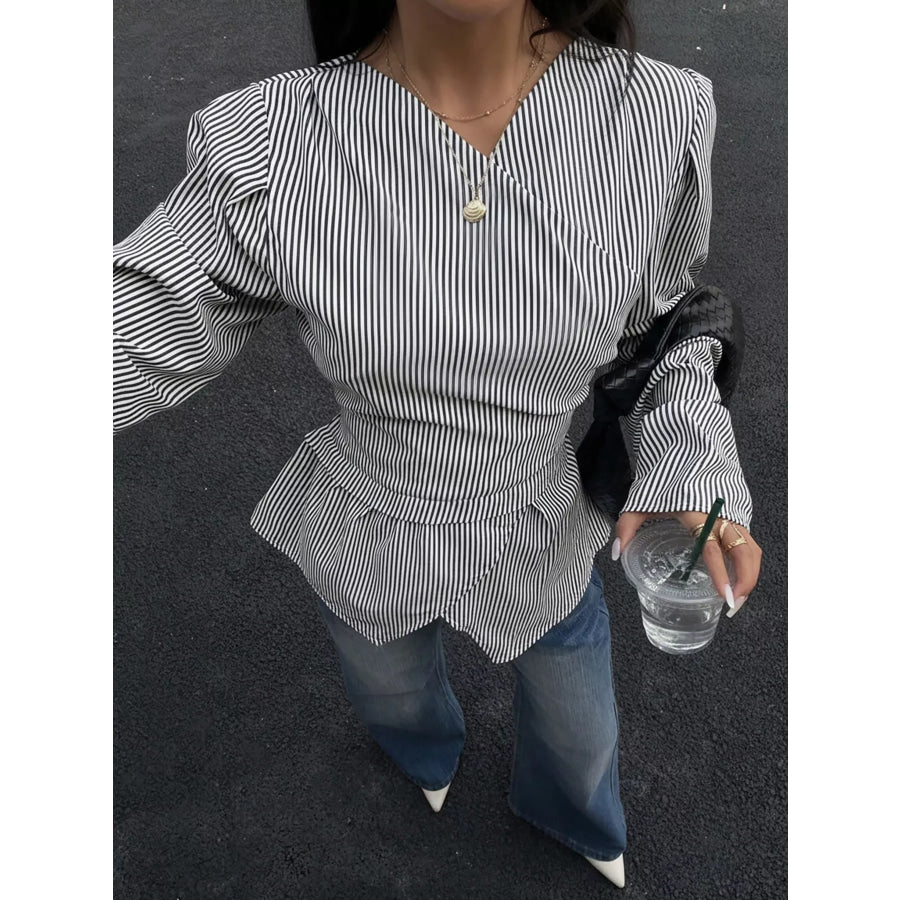 Striped Long Sleeve Blouse Apparel and Accessories