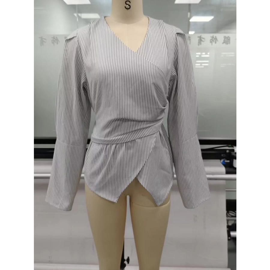Striped Long Sleeve Blouse Apparel and Accessories