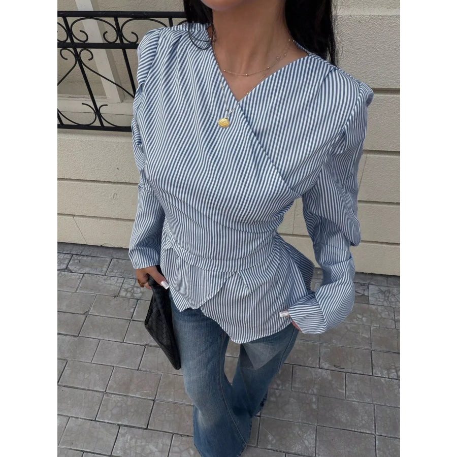 Striped Long Sleeve Blouse Apparel and Accessories
