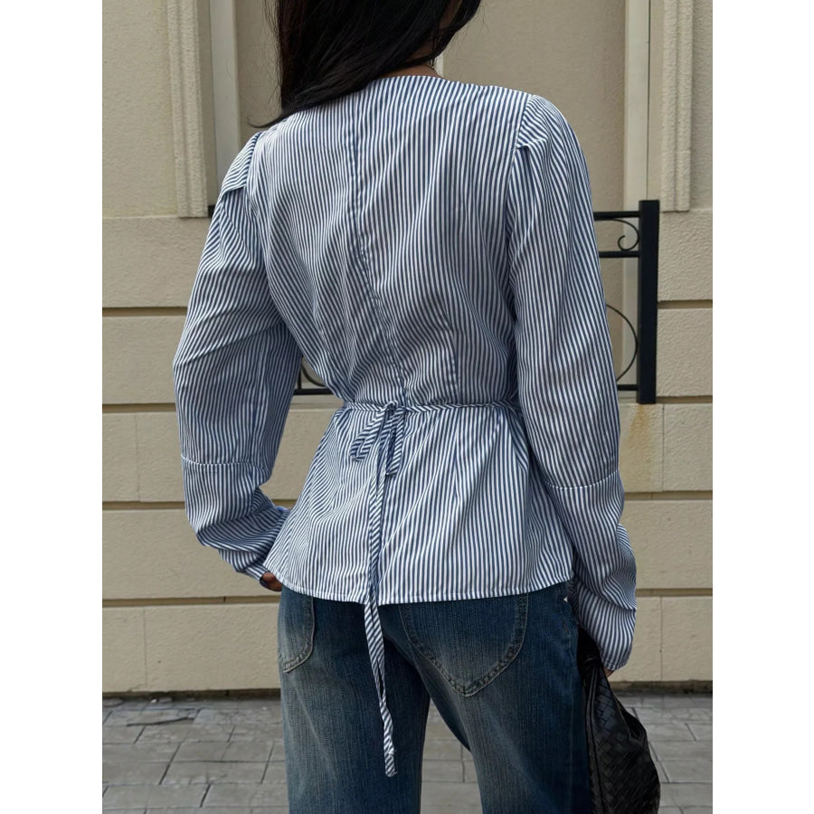Striped Long Sleeve Blouse Apparel and Accessories
