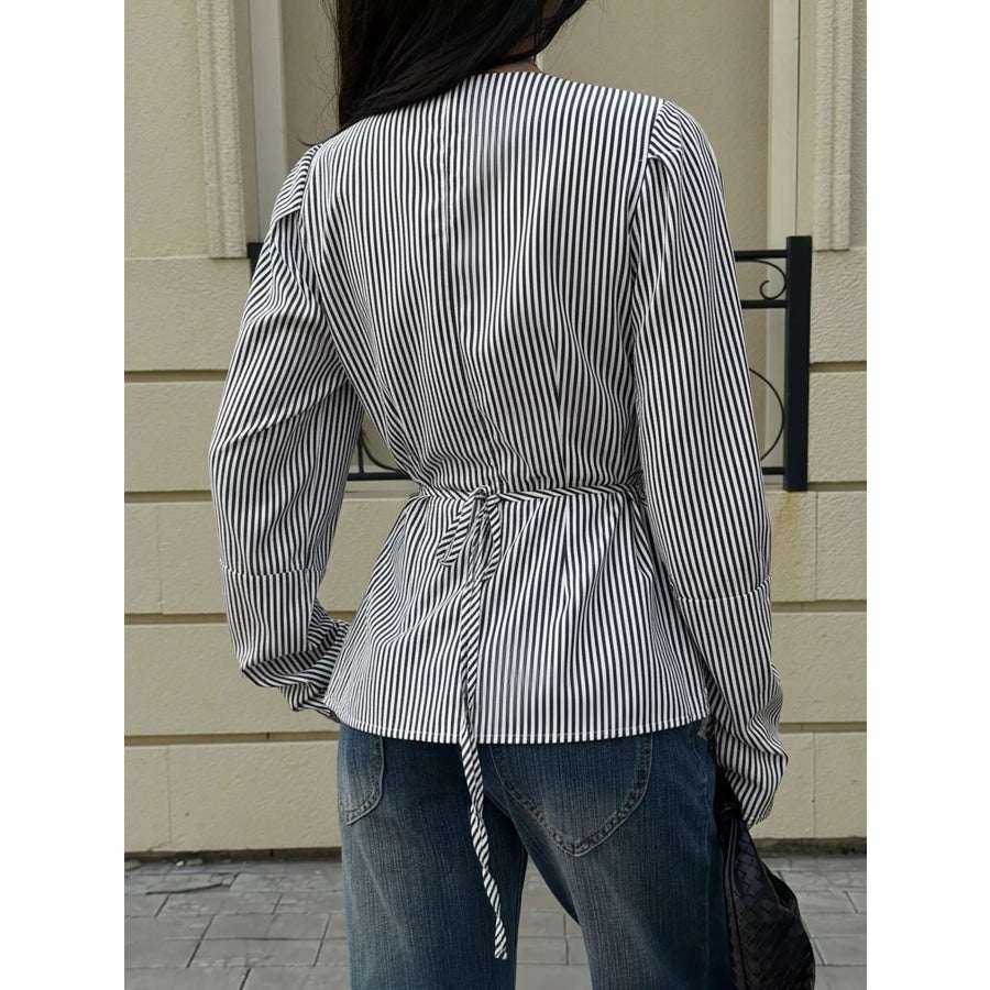 Striped Long Sleeve Blouse Apparel and Accessories