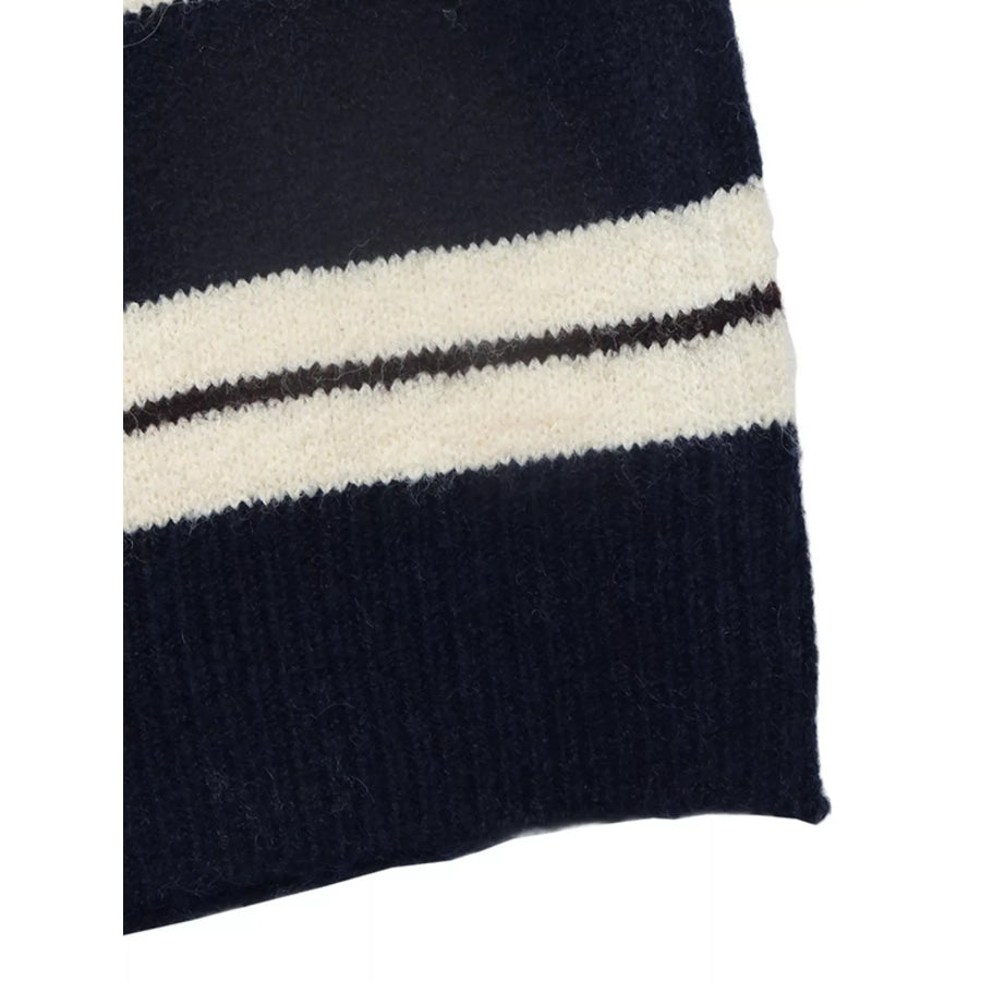 Striped Long Sleeve Button Detail Sweater Apparel and Accessories