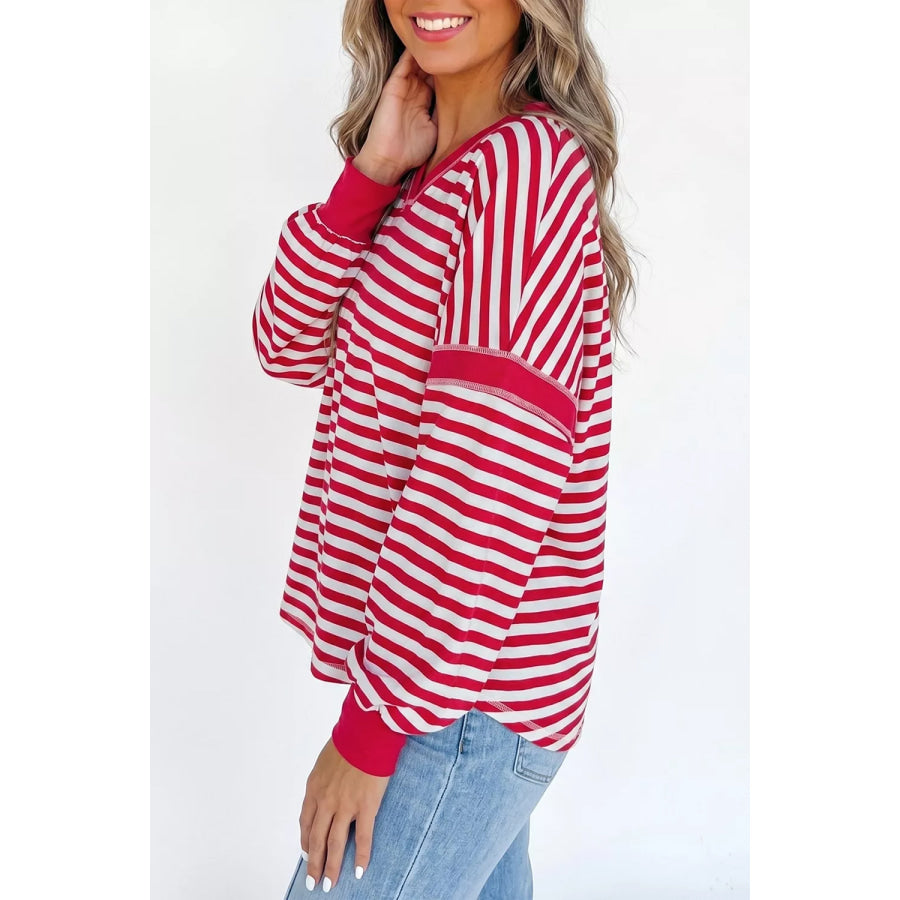 Striped Long Sleeve Casual Sweatshirt Apparel and Accessories