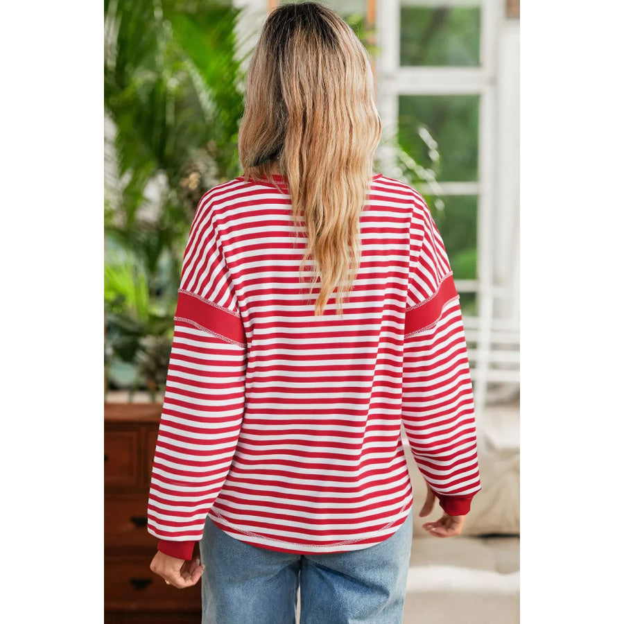 Striped Long Sleeve Casual Sweatshirt Apparel and Accessories