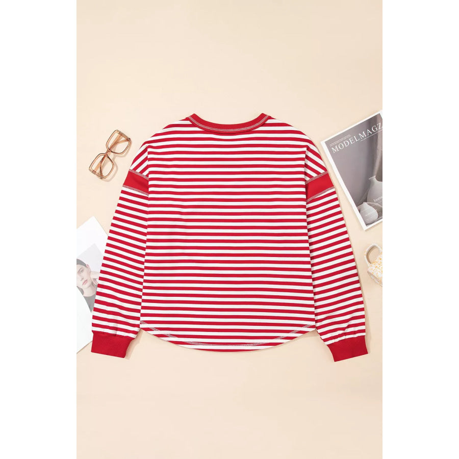 Striped Long Sleeve Casual Sweatshirt Apparel and Accessories