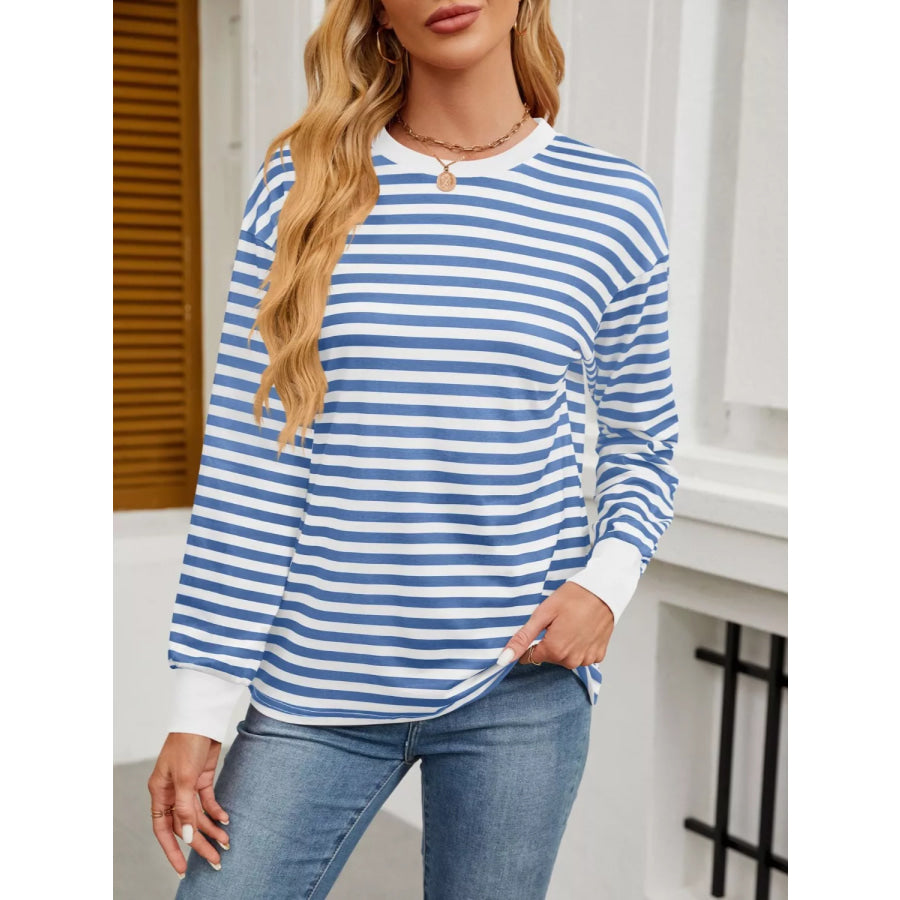 Striped Long Sleeve Casual T-Shirt Apparel and Accessories