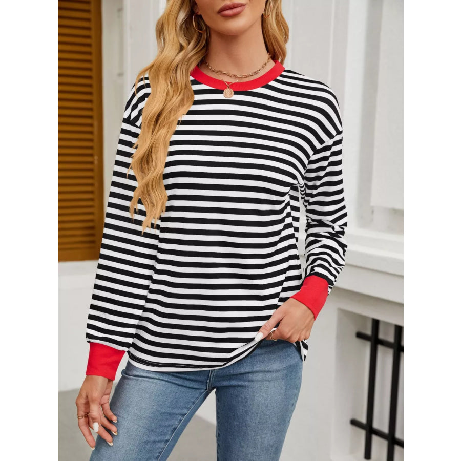 Striped Long Sleeve Casual T-Shirt Apparel and Accessories