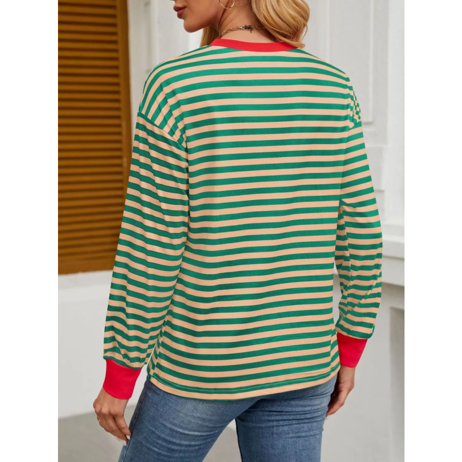 Striped Long Sleeve Casual T-Shirt Apparel and Accessories