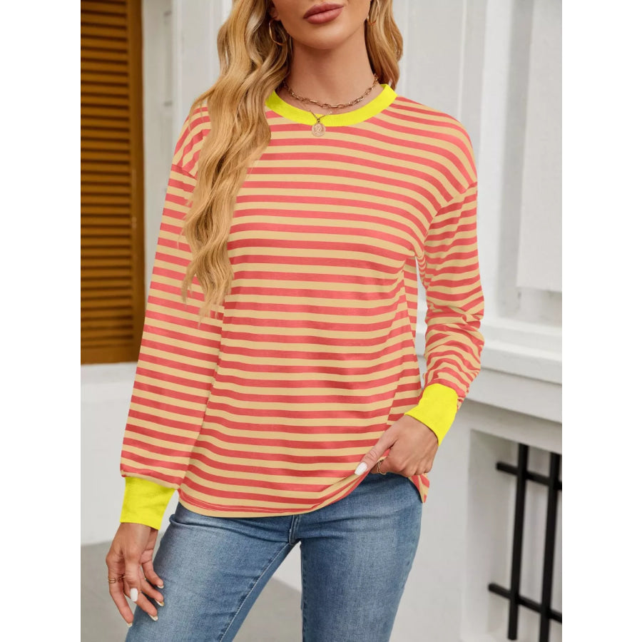Striped Long Sleeve Casual T-Shirt Apparel and Accessories