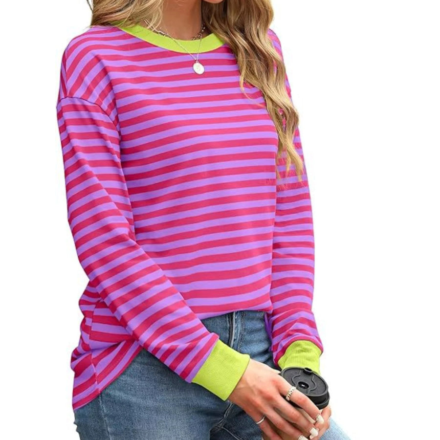 Striped Long Sleeve Casual T-Shirt Apparel and Accessories