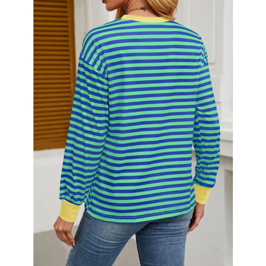Striped Long Sleeve Casual T-Shirt Apparel and Accessories