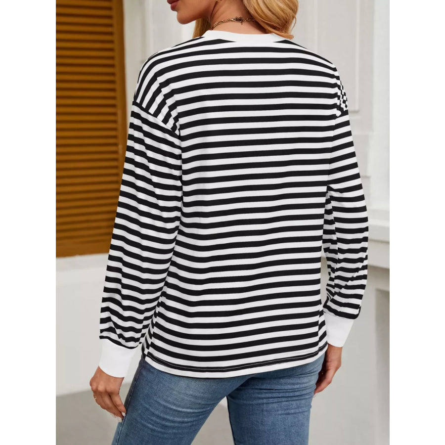 Striped Long Sleeve Casual T-Shirt Apparel and Accessories