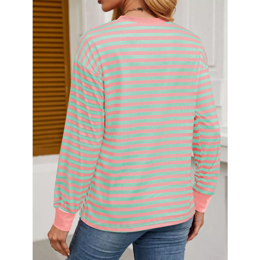 Striped Long Sleeve Casual T-Shirt Apparel and Accessories
