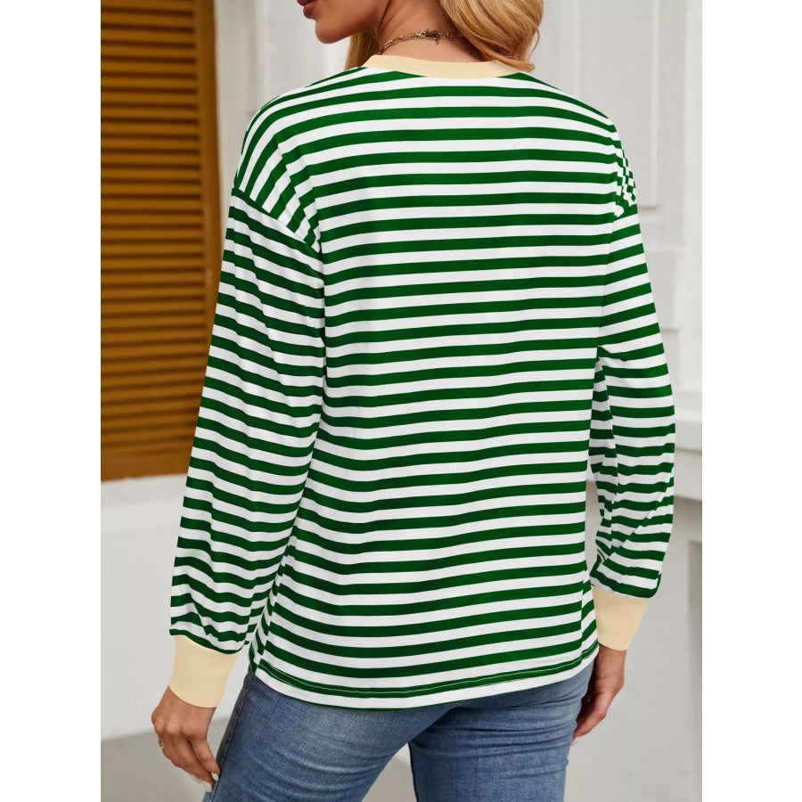 Striped Long Sleeve Casual T-Shirt Apparel and Accessories