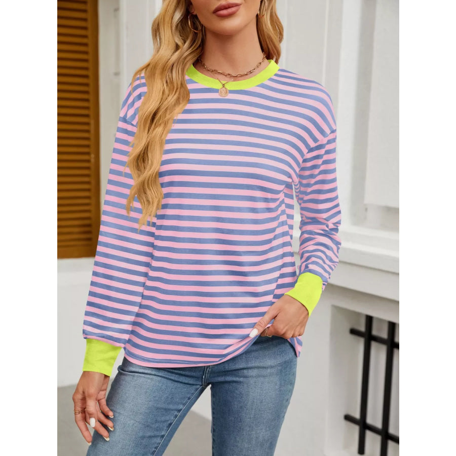 Striped Long Sleeve Casual T-Shirt Apparel and Accessories