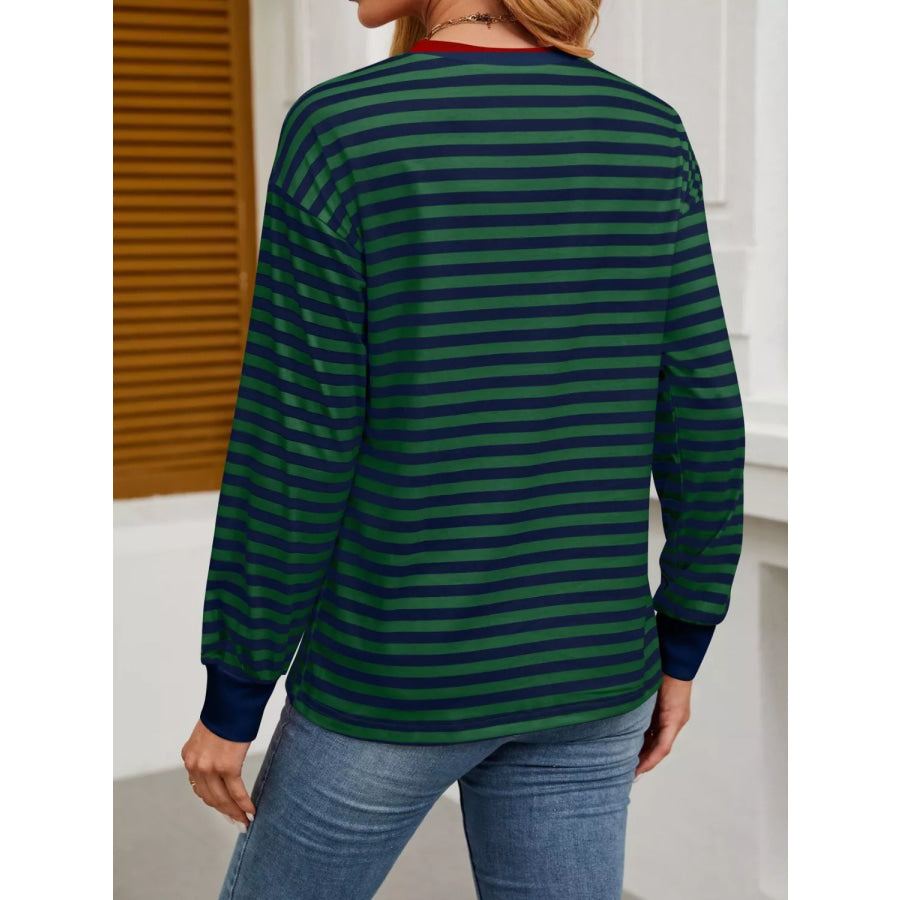 Striped Long Sleeve Casual T-Shirt Apparel and Accessories