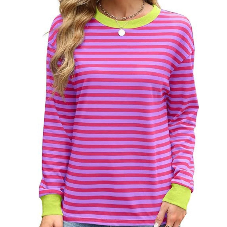 Striped Long Sleeve Casual T-Shirt Apparel and Accessories