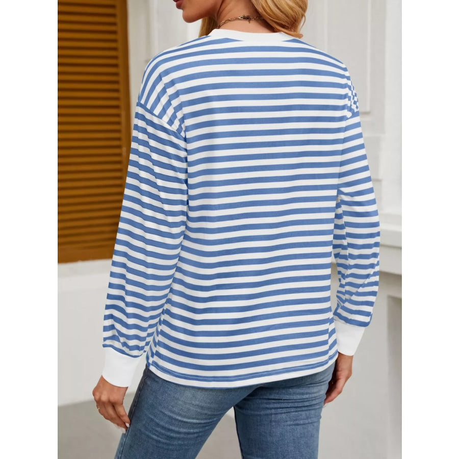 Striped Long Sleeve Casual T-Shirt Apparel and Accessories