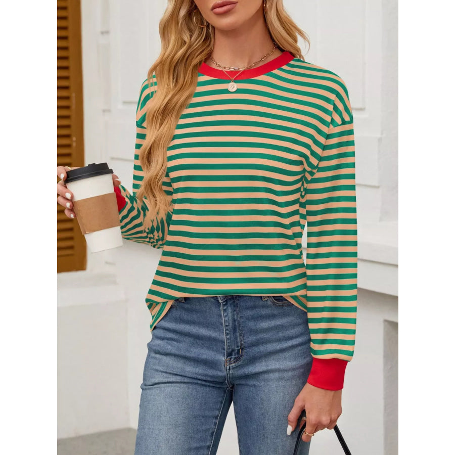 Striped Long Sleeve Casual T-Shirt Apparel and Accessories