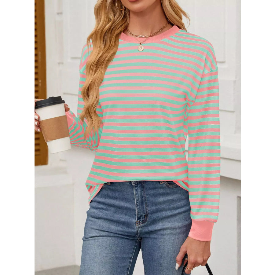 Striped Long Sleeve Casual T-Shirt Apparel and Accessories