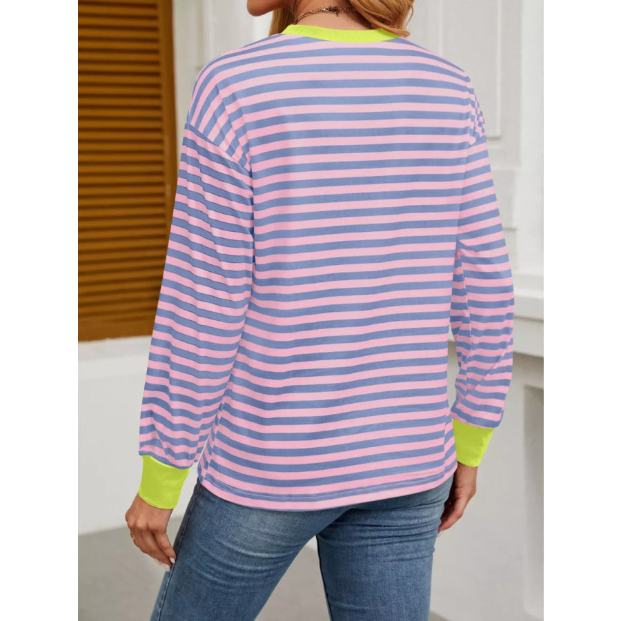 Striped Long Sleeve Casual T-Shirt Apparel and Accessories