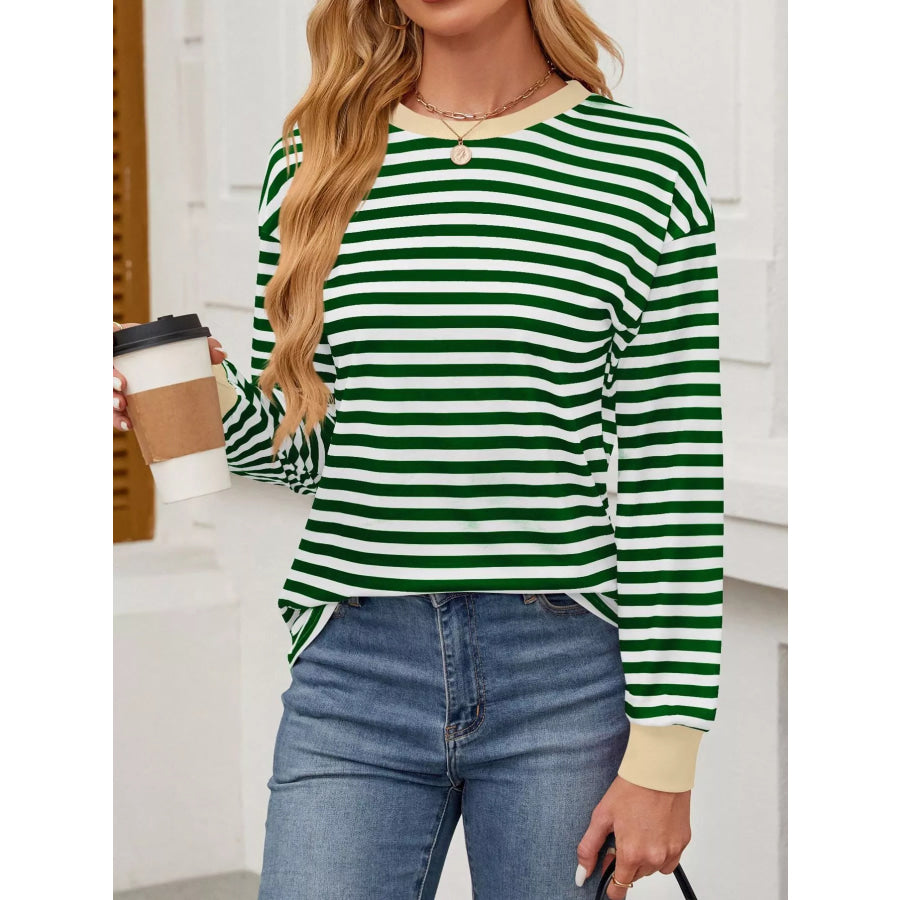 Striped Long Sleeve Casual T-Shirt Apparel and Accessories