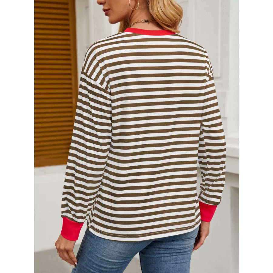 Striped Long Sleeve Casual T-Shirt Apparel and Accessories