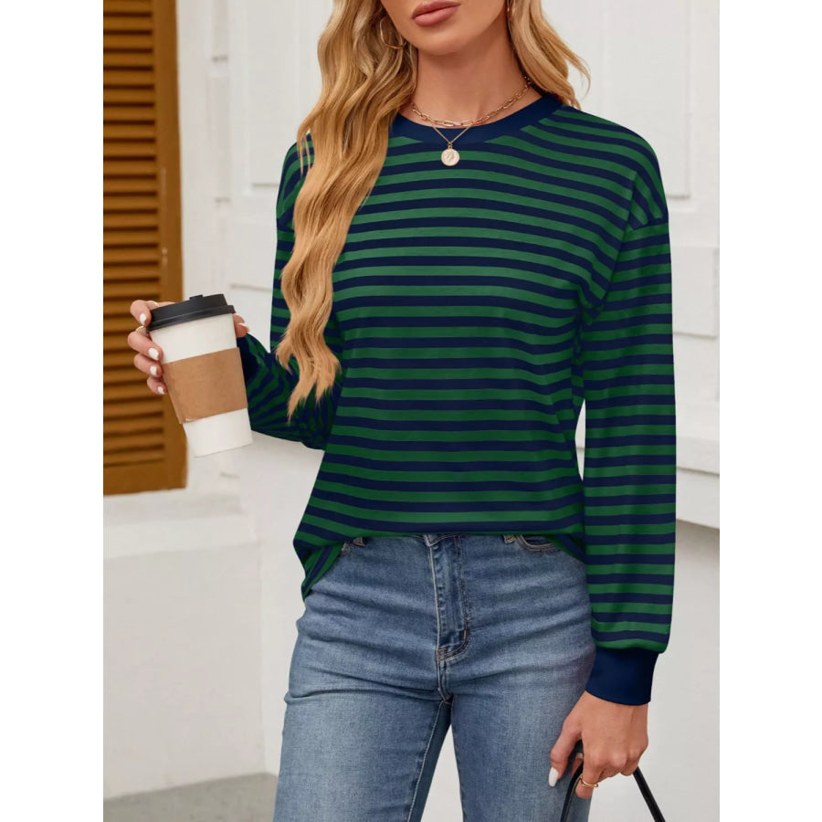 Striped Long Sleeve Casual T-Shirt Apparel and Accessories