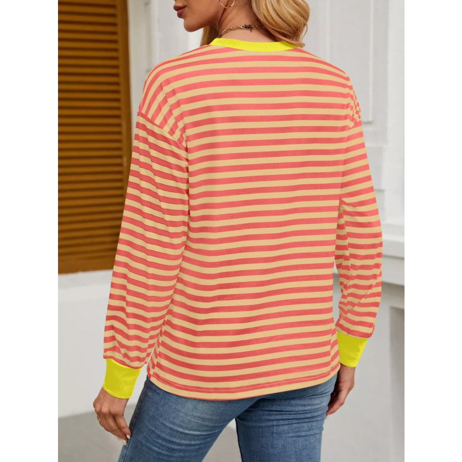 Striped Long Sleeve Casual T-Shirt Apparel and Accessories