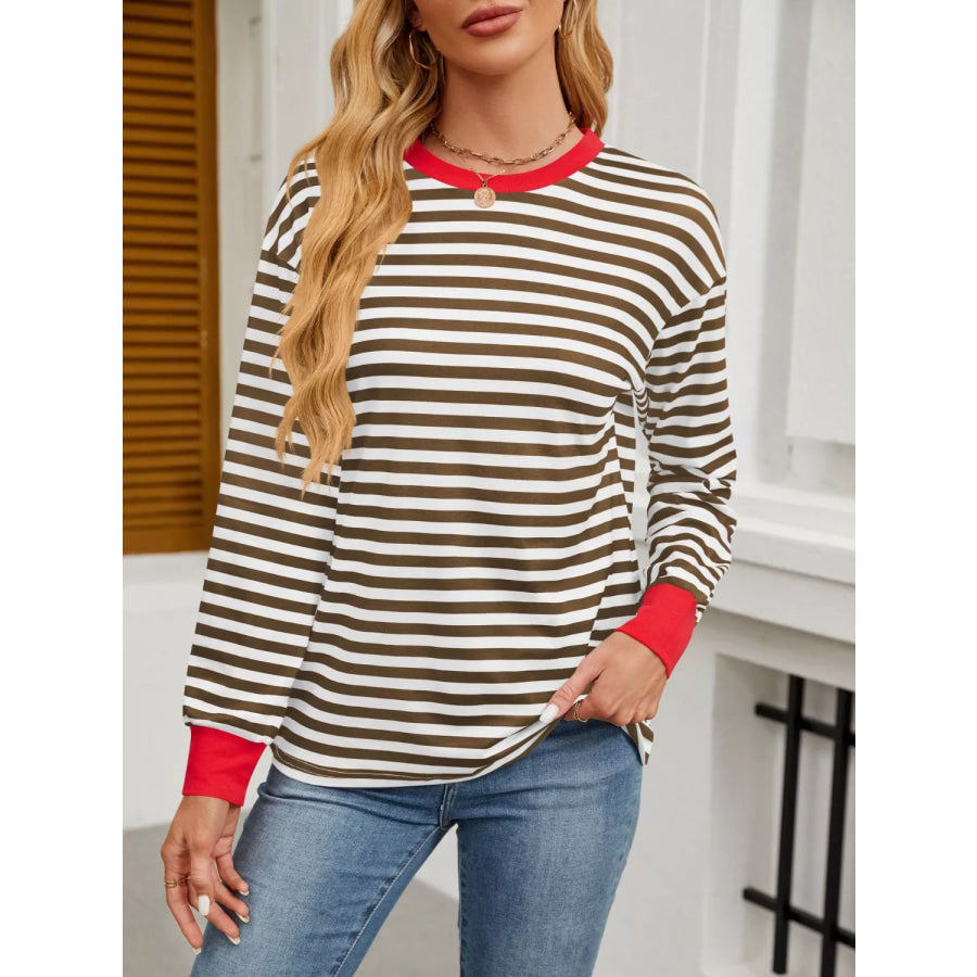 Striped Long Sleeve Casual T-Shirt Apparel and Accessories