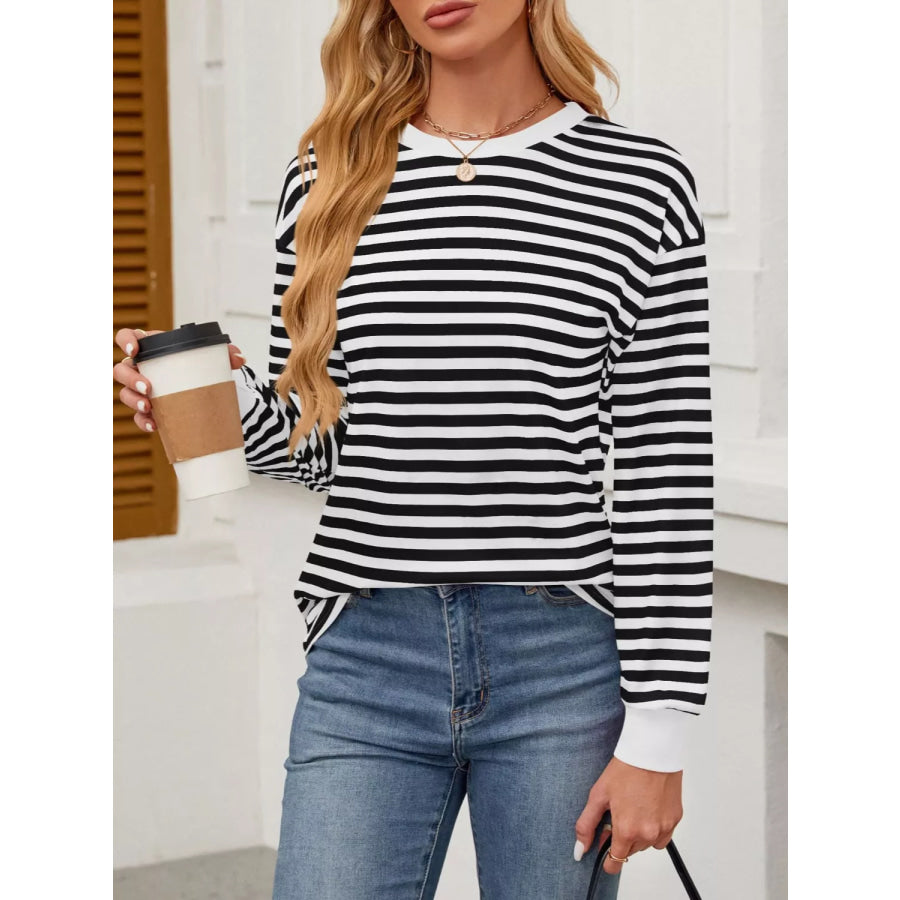 Striped Long Sleeve Casual T-Shirt Apparel and Accessories